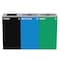 Alpine Industries 87 Gal. 3-Stream Steel Blue Recycling, Green Mixed, and Black Commercial Trash Can Station ALP4450-BLK-KIT31 - alternate 1